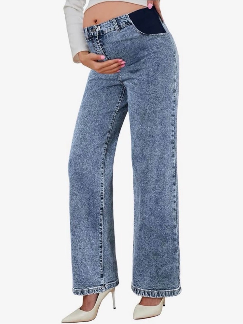 NWOT • HIGH RISE WIDE LEG MATERNITY JEANS